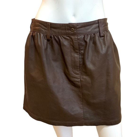 Society For Rational Dress Brown Sheep Leather Gathered Waist Skirt size M - Picture 3 of 6
